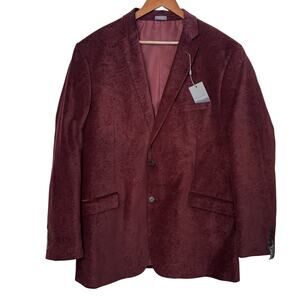 Madison Modern Fit Men’s Burgundy Sports Coat Size 46L Fancy Pattern NWT